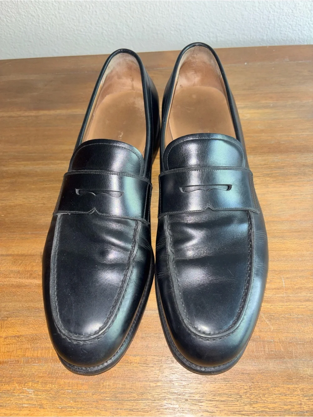 Salvatore Ferragamo Black Leather Penny Loafers
